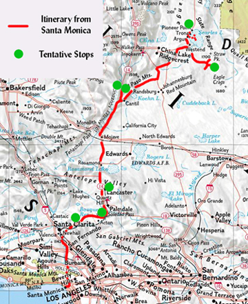 Trona field trip itinerary map